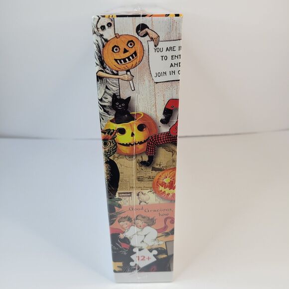 Seesaw Boo Happy Halloween 1000pc Jigsaw Puzzle Retro Vtg Style Collage Art Cats - Picture 9 of 11